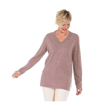 PK18A78HX Women Cashmere V-Neck Knitted Tunic